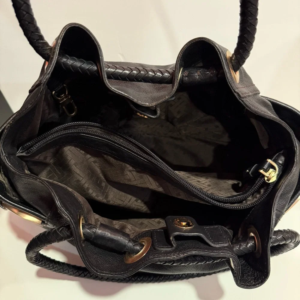 Cole Haan Small Denney Bag Black Chestnut Spectator Saddle Unit Style B21826